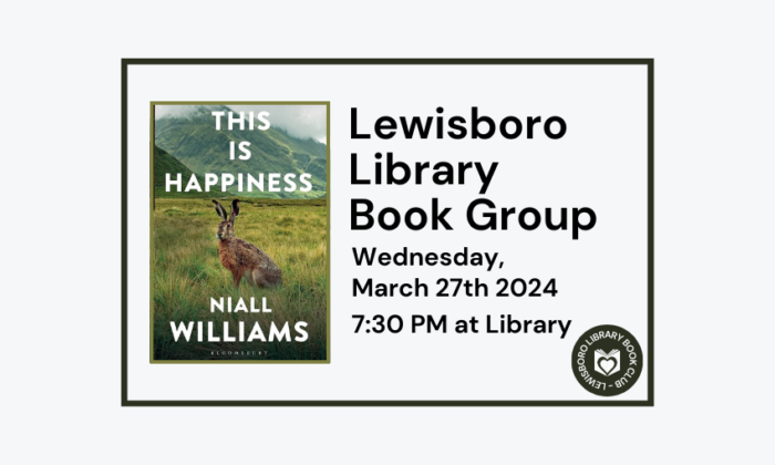 240327 Lewisboro Library Book Group: "This is Happiness" at 7:30pm at Library