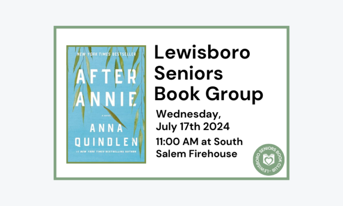 240717 Lewisboro Seniors Book Group After Annie at 11am at the South Salem Firehouse