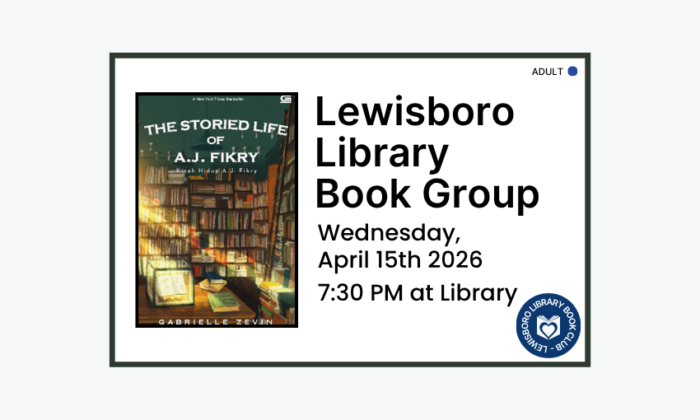 260415 Lewisboro Library Book Group at 7:30pm at the Library. Adult program.