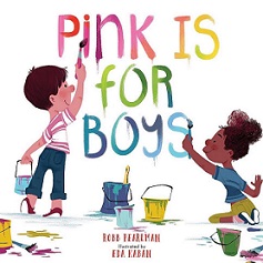 book cover of two children painting words "Pink is for Boys"