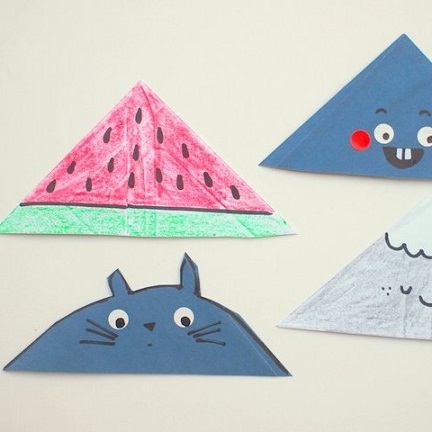 decorated triangle bookmarks