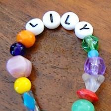 beaded bracelet with name beads spelling Lily