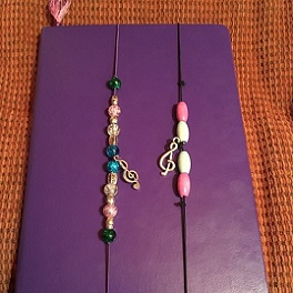 Book with beaded bookmark on cover