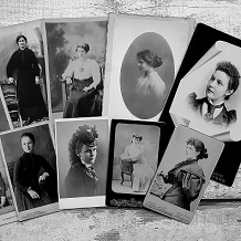 array of black and white portraits