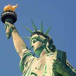 close up of the Statue of Liberty torso