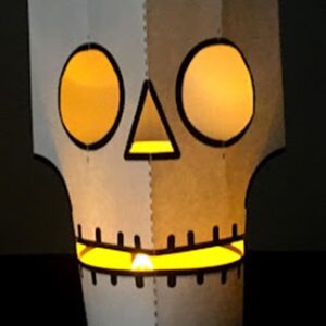Paper Lantern cut out to look like a skull