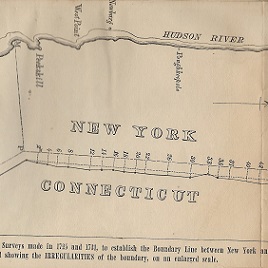 Old map of disputed land on border of NY and CT