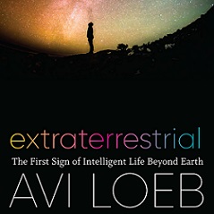 book jacket with title Extraterrestrial: The First Sign of Intelligent Life Beyond Earth, image of person gazing up at space