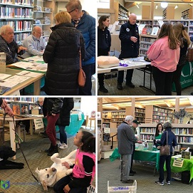 collage of images of volunteers speaking with organizations at Library