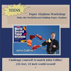 World Record Paper Airplane holder John Collins holding his paper airplane