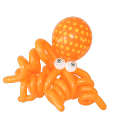 octopus made out of long orange balloons