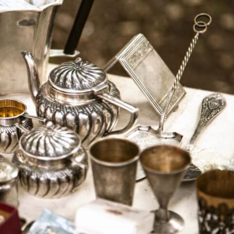old tarnished silver serving pieces