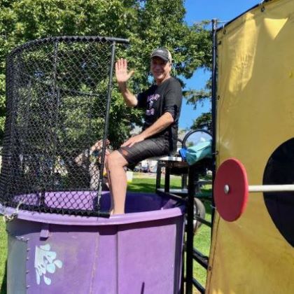 man in dunk tank