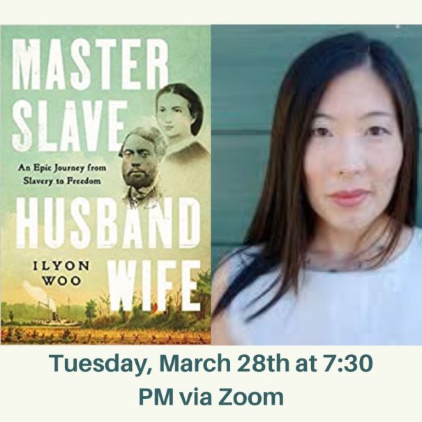 Book cover with words Master Slave Husband Wife alongside photo of author llyon Woo