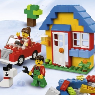 house car and tree built from Legos