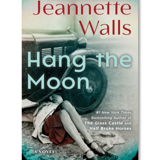 book cover with title hang the Moon over an image of a woman working under a car