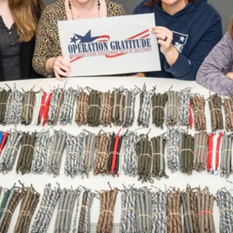 display of lanyards crafted to send to soldiers