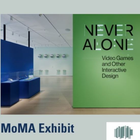 Never Alone sign inside Museum of Modern Art