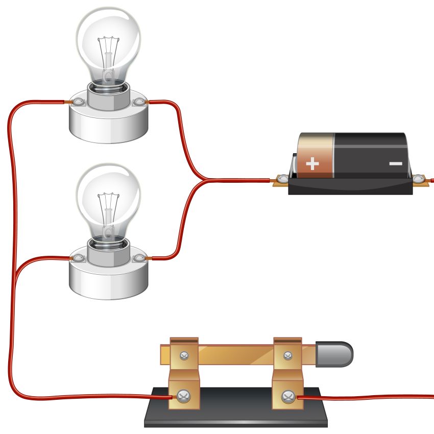 light bulbs connected to battery and circuits