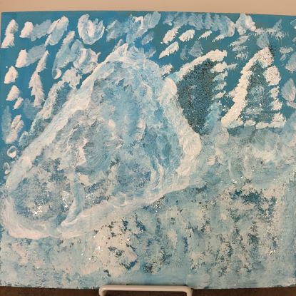 snowscape painted with cotton balls and q-tips