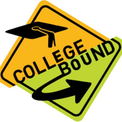 cartoon road sign with words college bound