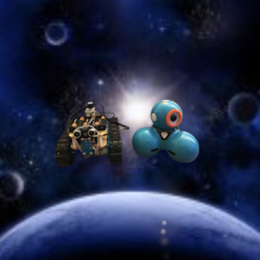 image of robots floating in space