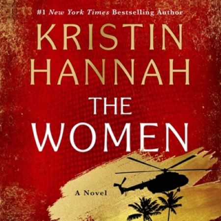 book jacket with words The Women above silhouette of helicopter over palm trees