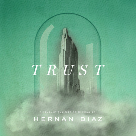 book jacket with title Trust superimposed over a futuristic building in the skys, under a dome