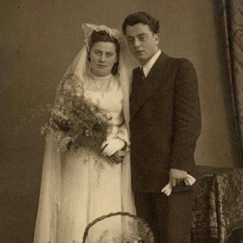 early century photograph of man and woman in wedding attire