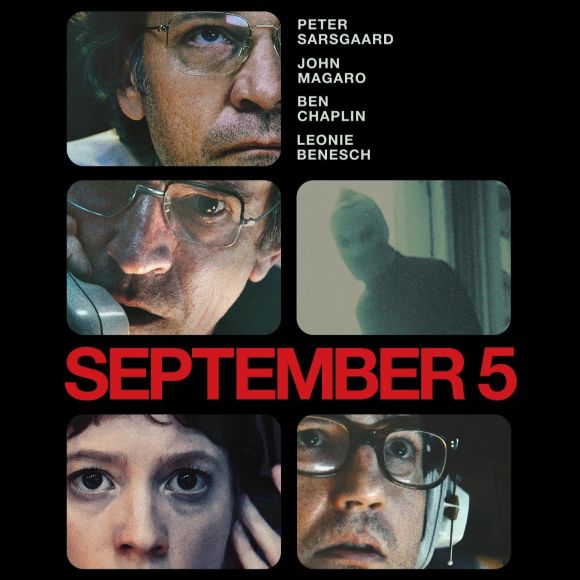 individual screen shots of people in a tv studio with words September 5 overhead