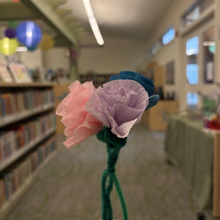 flowers made from colorful crepe paper and pipe cleaners