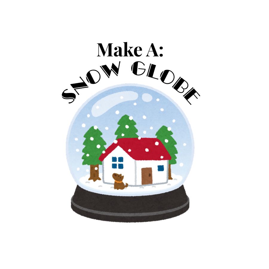 color drawing of a snow globe with a house inside