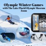 images of Olympic winter sports set against the backdrop of a snowy mountain