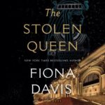 Illustrated book cover featuring metropolitan museum of art behind title "The Stolen Queen"