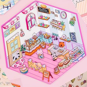 3D sticker set of a store which you decorate with goods for sale