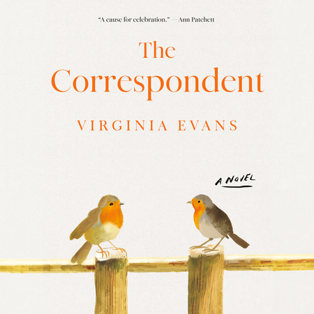 book title "The Correspondent" above drawing of two robins sitting on a fence