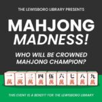 image of nine mahjong tiles lined up, beneath words Mahjong Madness! Who Will Be Crowned Mahjong Champion?