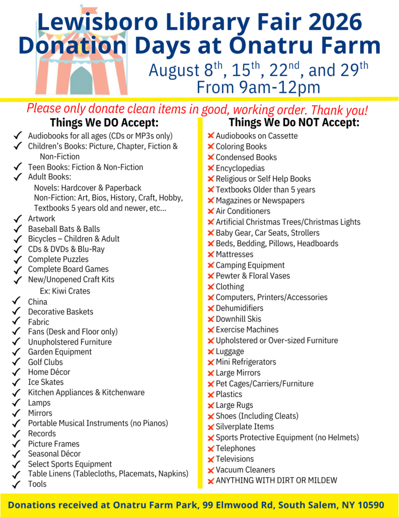 what is and is not accepted at the library fair
