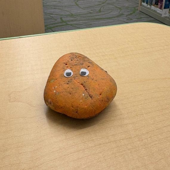 A rock with two googly eyes